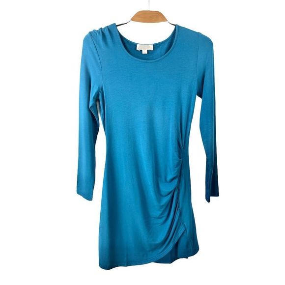 Blue Long Sleeved Fall Dress - Picture 2 of 7